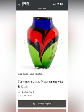 Flower vase ( US$ 180 online)